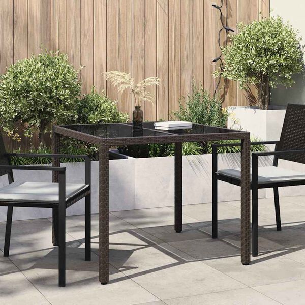 vidaXL Table de jardin pour repas Marron 90 x 90 x 75 cm Poly rotin