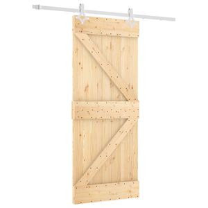 vidaXL Porte coulissante 85 x 210 cm Bois de pin massif (non trait&eacute;)