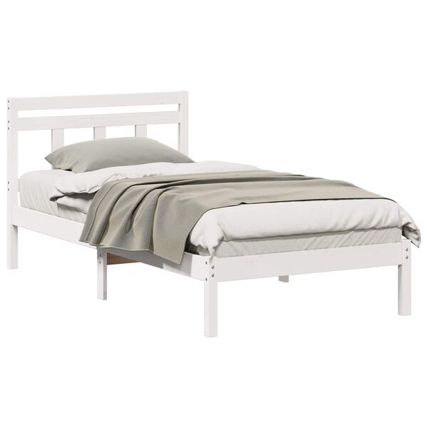 vidaXL Cadre de lit Blanc 75 x 190 cm Pin massif