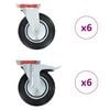 vidaXL 12 pcs Roulettes pivotantes 200 mm