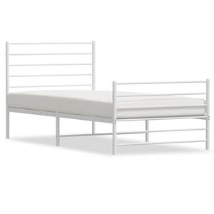 vidaXL Cadre de lit m&eacute;tal sans matelas avec pied de lit blanc 90x190cm