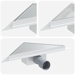 vidaXL Drain de douche triangle 2 en 1 Argent&eacute; 32 x 32 x 7,5 cm