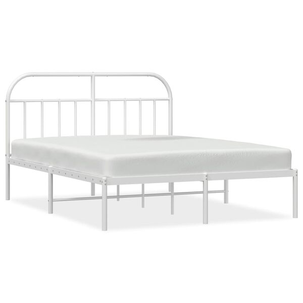vidaXL Cadre de lit m&eacute;tal sans matelas et t&ecirc;te de lit blanc 140x190 cm