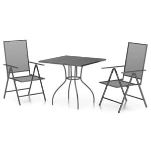 vidaXL Ensemble &agrave; manger de jardin 3 pcs anthracite acier