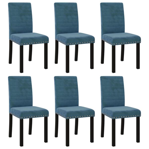 vidaXL Chaises &agrave; manger lot de 6 bleu velours