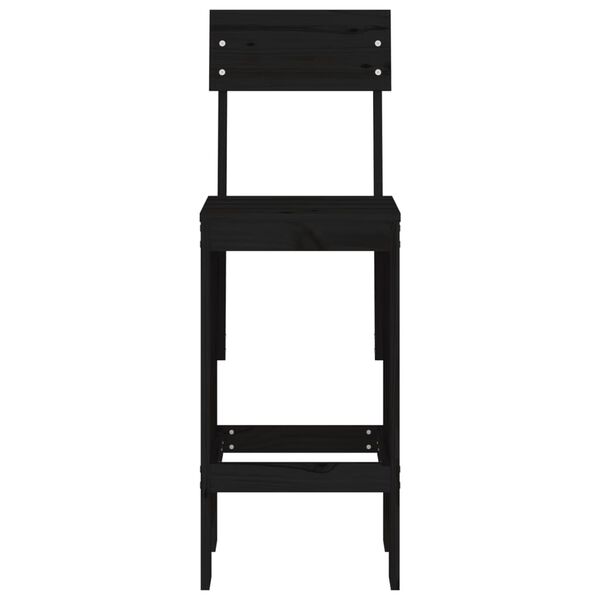 vidaXL Tabourets de bar lot de 2 noir 40x48,5x115,5 cm bois massif pin
