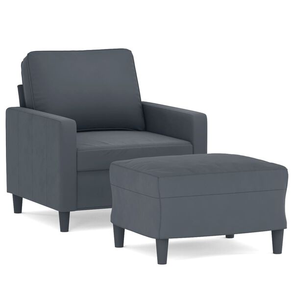 vidaXL Fauteuil avec repose-pied Gris foncé 60 cm Velours