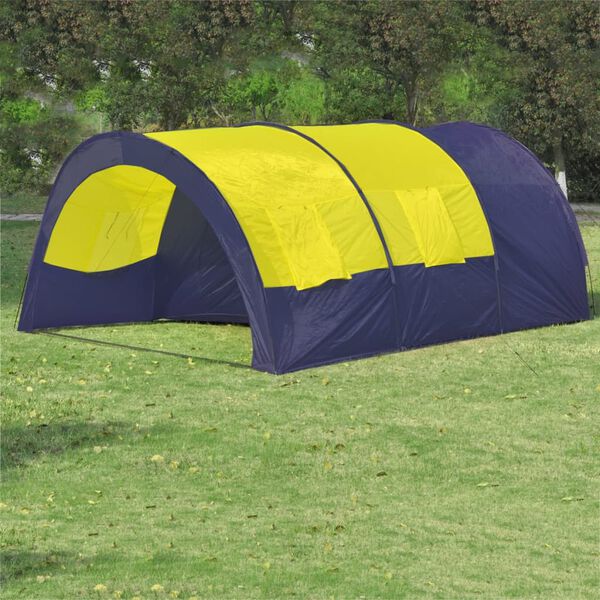 vidaXL Tente de camping 6 personnes Polyester Bleu et jaune