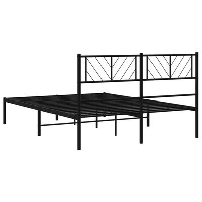 vidaXL Cadre de lit métal sans matelas avec tête de lit noir 150x200cm