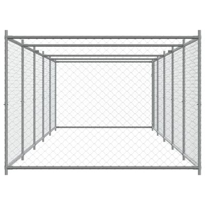 vidaXL Cage pour chien avec porte gris 10x2x1,5 m acier galvanisé