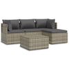 vidaXL Salon de jardin 5 pcs avec coussins Gris R&eacute;sine tress&eacute;e