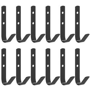 vidaXL Crochets muraux en forme de J 12 pcs acier noir