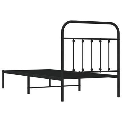 vidaXL Cadre de lit métal sans matelas avec tête de lit noir 90x200 cm