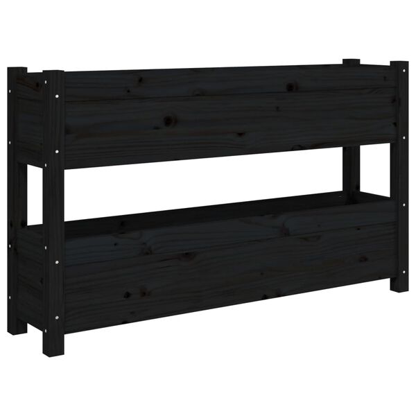 vidaXL Jardini&egrave;re Noir 112x25x66 cm Bois massif de pin