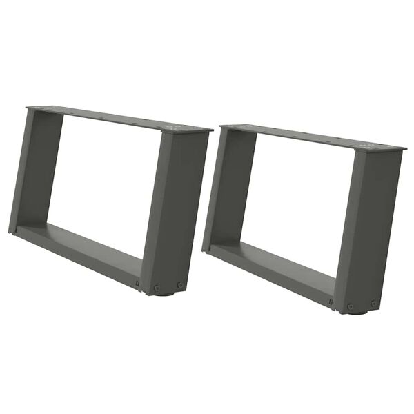 vidaXL Pieds de table basse en U 2 pi&egrave;ces Anthracite 70 x (30-31) cm Acier