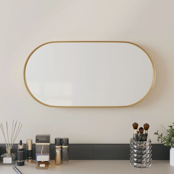 vidaXL Miroir mural Dor&eacute; 20x40 cm Ovale
