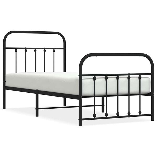 vidaXL Cadre de lit m&eacute;tal sans matelas avec pied de lit noir 90x200 cm
