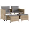 vidaXL Canap&eacute; de jardin 2 places avec table et tabourets beige rotin