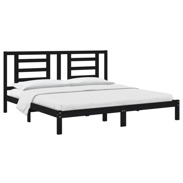 vidaXL Cadre de lit sans matelas noir 200x200 cm bois massif de pin