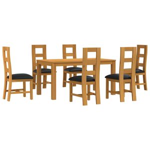 vidaXL Ensemble de salle &agrave; manger 7 pc Noir Bois de ch&ecirc;ne massif