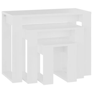 vidaXL Tables gigognes 3 pi&egrave;ces Bois d'ing&eacute;nierie blanc