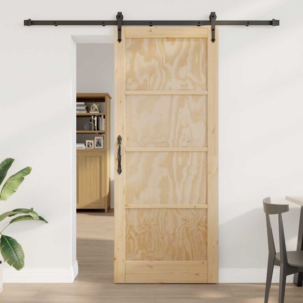 vidaXL Porte coulissante ORKDAL Marron 86 x 211 cm Bois de pin massif