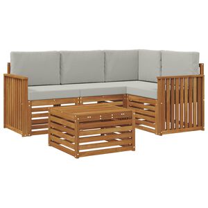 vidaXL Ensemble de canap&eacute;s d'ext&eacute;rieur 5 pc Gris Naturel et Clair