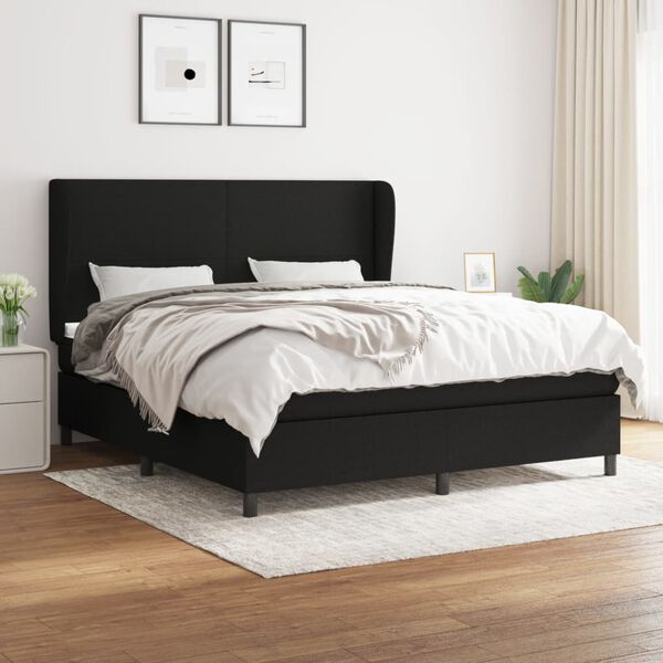vidaXL Sommier &agrave; lattes de lit avec matelas Noir 160x200 cm Tissu