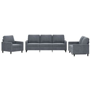 vidaXL Ensemble de canap&eacute;s 3 pcs avec coussins Gris fonc&eacute; Velours