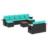 vidaXL Ensemble de canap&eacute; de jardin 10 pcs avec coussins noir r&eacute;sine tress&eacute;e