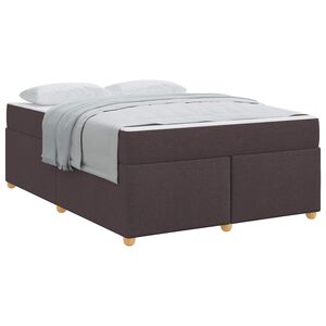 vidaXL Cadre de lit avec matelas Marron fonc&eacute; 140 x 200 cm tissu