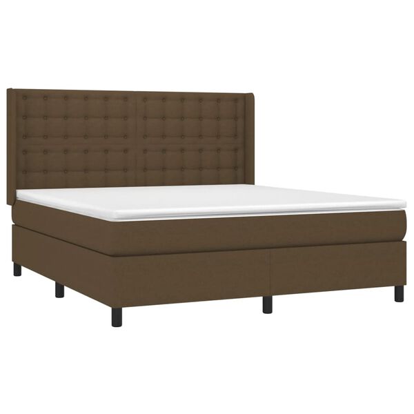 vidaXL Sommier &agrave; lattes de lit avec matelas Marron fonc&eacute; 160x200 cm