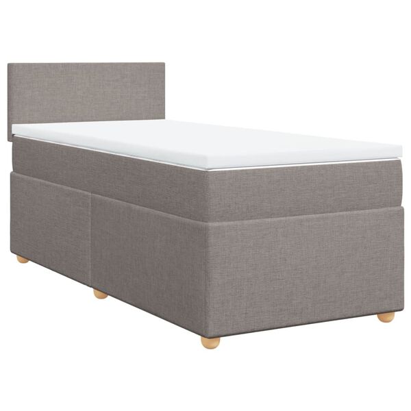 vidaXL Sommier &agrave; lattes de lit avec matelas Taupe 90x200 cm Tissu