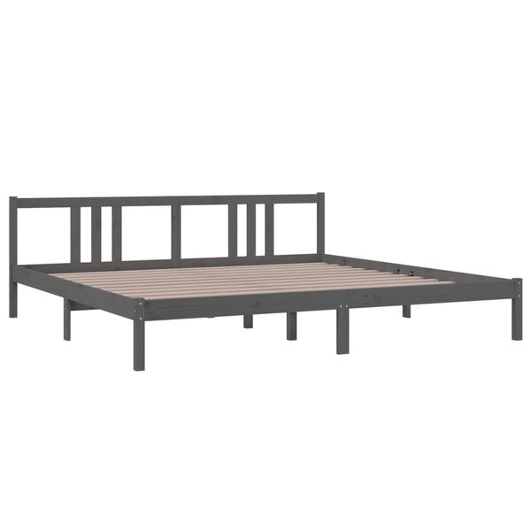 vidaXL Cadre de lit sans matelas bois massif gris 200x200 cm