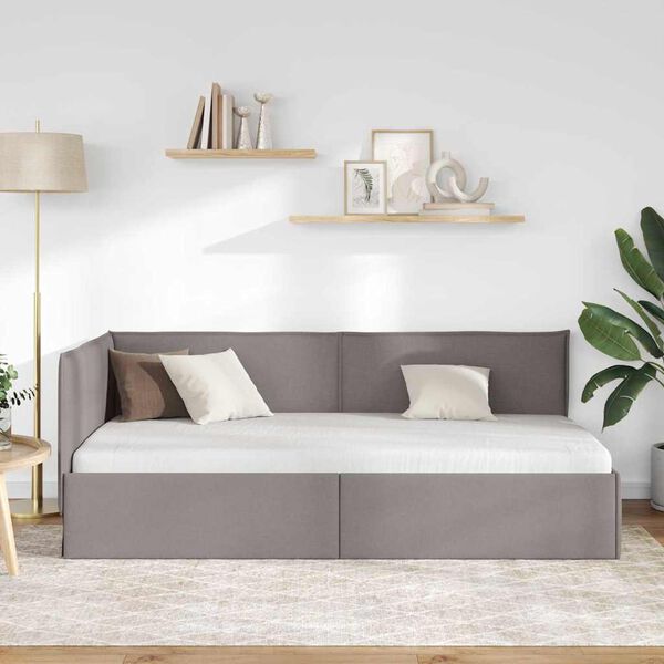 vidaXL Cadre de lit d'angle avec t&ecirc;te de lit Taupe 90 x 190 cm Velours