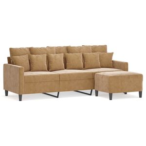 vidaXL Canap&eacute; &agrave; 3 places avec repose-pieds Marron 180 cm Velours