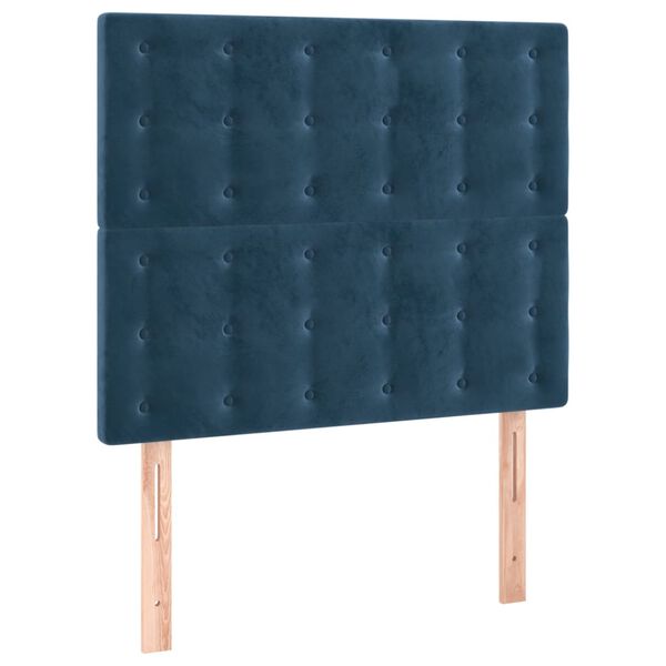 vidaXL T&ecirc;te de lit &agrave; LED Bleu fonc&eacute; 90x5x118/128 cm Velours