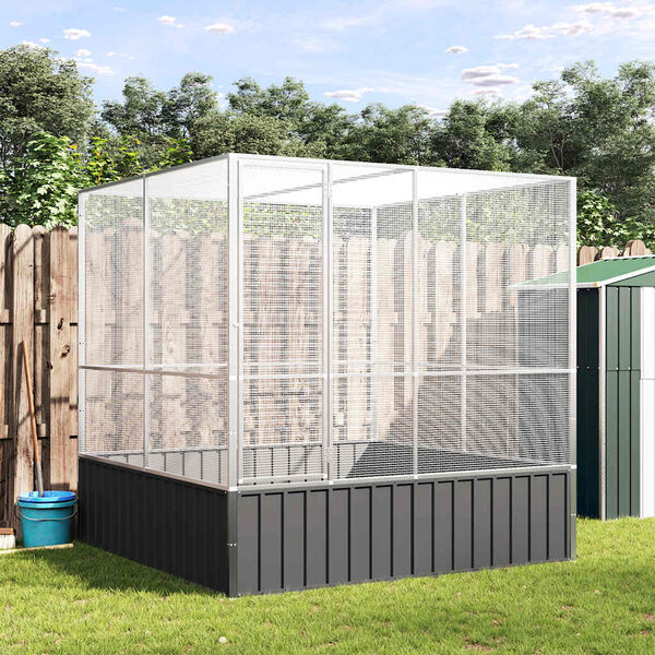 vidaXL Voli&egrave;re argent&eacute; 211x207x212 cm acier