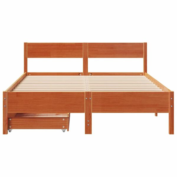 vidaXL Cadre de lit sans matelas cire marron 140x190cm bois pin massif