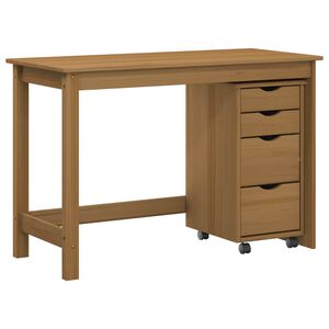 vidaXL Ensemble bureau et cabinet roulant MOSS 2 pc Brun Miel