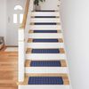 vidaXL Tapis d'escalier auto-adh&eacute;sifs Ray&eacute; 15 pcs Bleu 65 x 21 x 4 cm