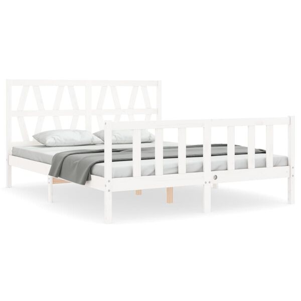 vidaXL Cadre de lit sans matelas blanc bois de pin massif