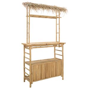 vidaXL Table de bar ext&eacute;rieure Naturel 110 x 50 x 209 cm Bambou