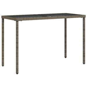 vidaXL Table de jardin dessus en verre gris 115x54x74cm r&eacute;sine tress&eacute;e