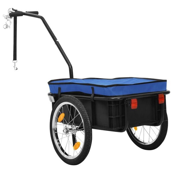 vidaXL Remorque de v&eacute;lo/chariot &agrave; main 155x60x83 cm acier bleu