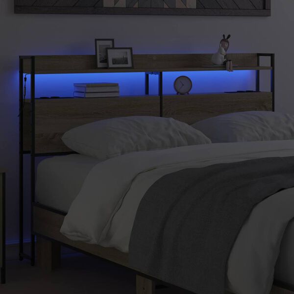 vidaXL T&ecirc;te de lit de rangement Ch&ecirc;ne sonoma 140,5 x 15 x 98 cm