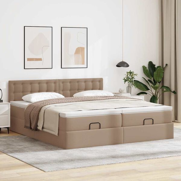 VidaXL Cadre de lit ottoman et matelas cappuccino 180x200cm similicuir