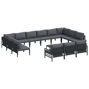 vidaXL Ensemble de canap&eacute; de jardin 14 pc Noir Acier