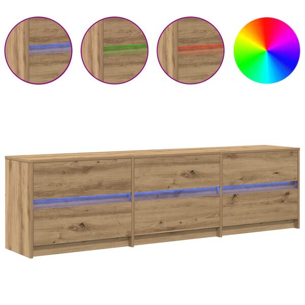 vidaXL Unites TV Montage mural 2 pcs Ch&ecirc;ne artisanal 180 x 34 x 50 cm