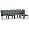 vidaXL Salon de jardin 5 pcs noir et gris r&eacute;sine tress&eacute;e